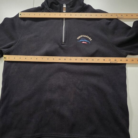 Tommy Bahama Polo Sweater Mens M Black LS 1/4 Zip Mock Neck Marlin Embroidery - Picture 4 of 15